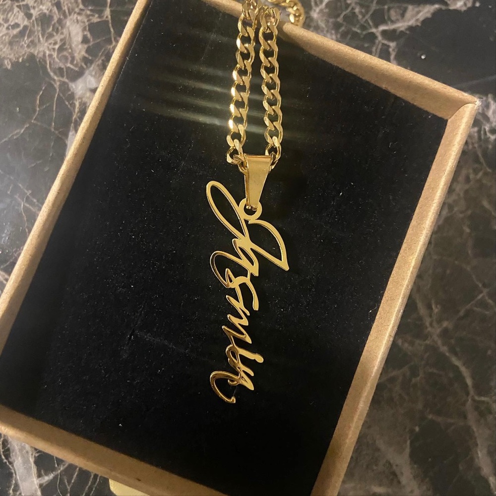Custom name plate necklace